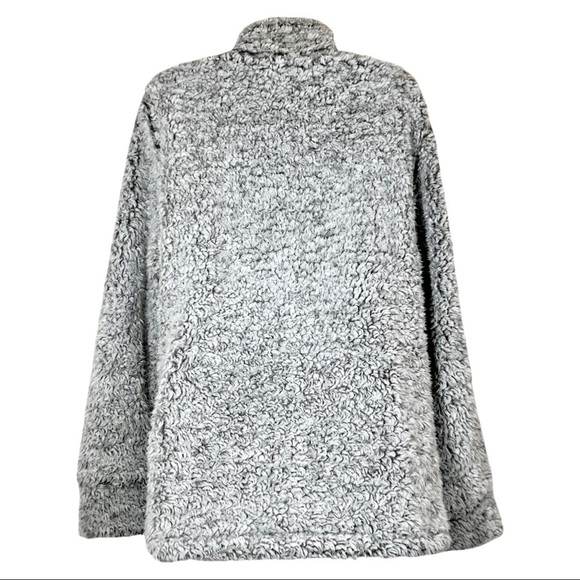 Weatherproof Vintage Gray Sherpa Faux Fur Pullover 3/4 Zip Pockets size -Large - Picture 4 of 6